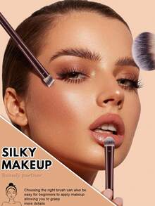 15/3Pcs Professional Makeup Brushes Set, Soft Synthetic Bristles, Rose‑Gold Metal Ferrule & Wooden Handles, Face And Eye Cosmetic Brushes For Blush, Foundation, Contour, Eyeshadow And Highlighter For Beginners - Multicolor - View 3