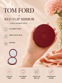 Tom Ford Gương nắp lật TF màu đỏ đường kính 7cm, gương hai mặt nhỏ gọn tròn trịa, dễ dàng mang theo, phù hợp để dặm lại lớp trang điểm hàng ngày, mang theo khi đi ra ngoài và làm quà tặng - Đỏ - Xem 3