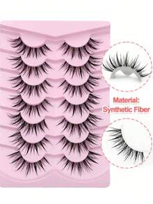 7 Pairs New Wet-Look False Eyelashes, Natural Mink-Like, Fashion Manga Style, Pointed & Voluminous, Suitable For Cosplay Makeup Parties - View 11