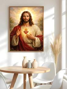 1pc Christian Wall Art, Sacred Heart Of Jesus Print, Religious Art, Catholic Home Decor Poster, Gift, Suitable For Bedroom, Living Room, Kitchen, Apartment, Wall Art, Wall Decor, Home Decor, Room Decor, Canvas Wall Art, Poster, Optional Frame - 1PCS - View 3