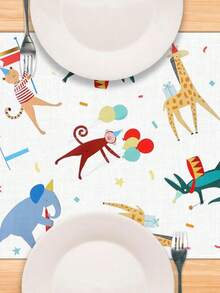 Animal Parade Theme Table Runner, Cute Circus Animal Table Runner, Rectangular Linen Tablecloth, Zoo Theme Birthday Party Table Decor, Baby Shower Table Runner, Reusable And Washable Dining Table Decor, Seasonal Kitchen Dining Home Decor - Multiple Styles - View 11