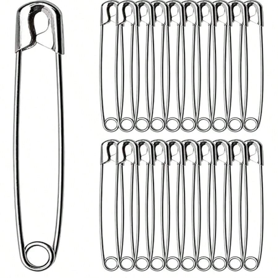 36mm Metal Safety Pin Box Set, Rust-Proof Safety Lock Brooch Clips, 48pcs Transparent Storage Box, Suitable For Clothing DIY School Badge Fixing, Fun Back To School Student Craft Accessories