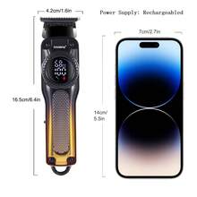 Hatteker 1pc Men's Oil Hair Clipper LCD Digital Display USB Rechargeable High Power Electric Hair Trimmer Barber Shop Hair Clipper Razor - View 4