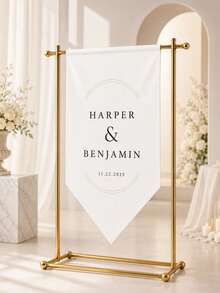 Customized Wedding Welcome Sign, Elegant Calligraphy Design On White Fabric, Personalized Wedding Ceremony Signage, Classic Exquisite Wedding Decor - Multicolor - View 8