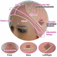 28 Inch Pink Lace Front Wigs For Women 13X4 Curly Wave Glueless Wigs Pre-Plucked Hairline 180% Density Free Part Loose Curly Lace Wigs Comfortable Suitable For Daily Wear & Special Occasions Wig - 粉色 - 查看 8