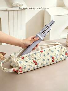 Floral Quilted Hair Dryer Storage Bag With Handle, Large Capacity Hair Tool Organizer, Soft Material Travel Storage Bag (Suitable For Hair Dryer, Curling Iron And Hair Brush), Women's Portable Zipper Makeup Bag; Applicable Scenes: Home, Travel, Vacation, Campus; Multi-Functional Storage (Cosmetics, Skincare, Toiletries); Travel/Cruise/Dormitory Essential; Suitable As A Gift For Bridesmaid, Mother, Friend Or Teacher. - Multicolor - View 3