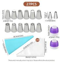 7/27Pcs Cake Decorating Piping Set, Flower And Leaf Icing Nozzles With Couplers, Disposable And EVA Piping Bags For Cupcake Cookie Baking - View 8