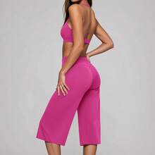 Women's 2 Pieces Set, Tank Top And Short Wide-Leg Pants, Suitable For Vacation, Dating And Daily Wear. Sports Set - Hot Pink - View 5