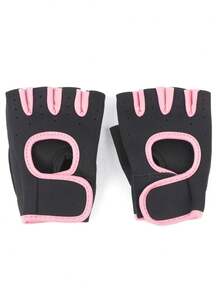 1 Pair Unisex Half-Finger Breathable Weightlifting Gloves, Non-Slip Silicone Palm With Wrist Support Strap, Multi-Function Sports Gloves Suitable For Dumbbells, Pull-Up Bars, Basketball And Cycling Training - Pink - View 12