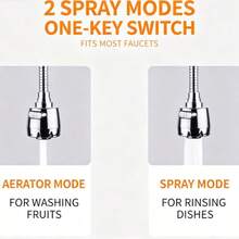Universal Kitchen Faucet Extension Spray Head, 720° Rotating Flexible Hose Faucet Adapter, 3-Mode Adjustable Splash-Proof Water-Saving Faucet Nozzle, Suitable For Sink Faucets - A - View 4