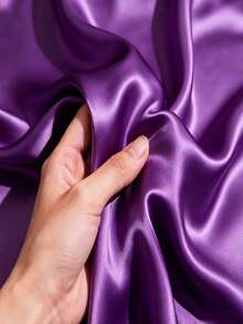 1pc Solid Color Satin Fabric, Soft And Silky Material, Suitable For Wedding Handmade DIY, Wedding Dress Hair Accessories, Curtains, Tablecloths, Gift Box Packaging, Clothing Fabric, Home Decor - Purple - View 1