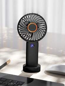 2026夏季迷你手持風扇，USB充電便攜風扇，5段風速，數位顯示與掛繩，可折疊桌面風扇附底座，1200mAh電池，適合辦公室、宿舍、戶外旅行 - 彩色 - 查看 6