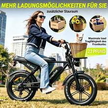 Bicicleta eléctrica todoterreno retro para adultos, motor de 250 W de potencia máxima, batería de 48 V y 15 Ah, neumáticos anchos de 20 x 4", velocidad máxima de 25 km/h, autonomía de 50 a 60 millas. - Negro - Ver 2