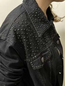 pthirillo Women Denim Jackets & Coats - 黑色水鑽之夜 - 查看 5