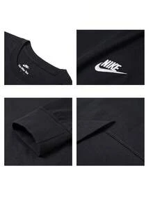 Nike Men's T-Shirt AS M NSW CLUB TEE - LS Soft Comfortable Sports Casual Long Sleeve Running Training Top AR5194-010 - Black - View 7
