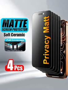 4 Pcs Full Cover Matte Privacy Screen Protector Compatible With IPhone 18 Pro Max/18 Pro/17 Pro Max/17 Air/16 Pro Max/15 Pro17/16/15/14/13/12/11/16e/17e/Plus/X/XR/XS Anti-Spy Soft Film - Clear - View 22