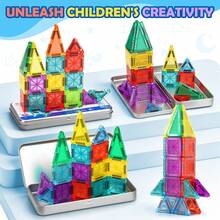Mini Travel Kids Set, Magnetic Building Blocks Children's Toy And Game, Montessori Preschool Classroom Essential Educational Learning Sensory Toy, Suitable For Boys And Girls 3 Years And Older Birthday Gift - 彩色 - 查看 4