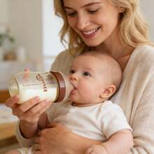 New 240ml/160ml PPSU Baby Bottle, Wide-Neck Feeding Bottle With Bottom Air Balance Hole/Valve, Heat Resistance Milk Bottle, Perfect Gift For Newborn - Mocha Brown - View 4