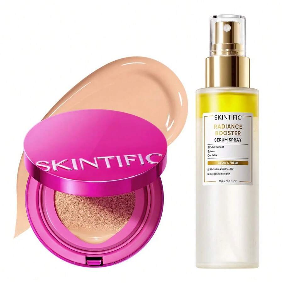 SKINTIFIC 發光氣墊與胜肽唇部精華液套組 2件組 - Serum Spray + 03 PETAL - 查看 1
