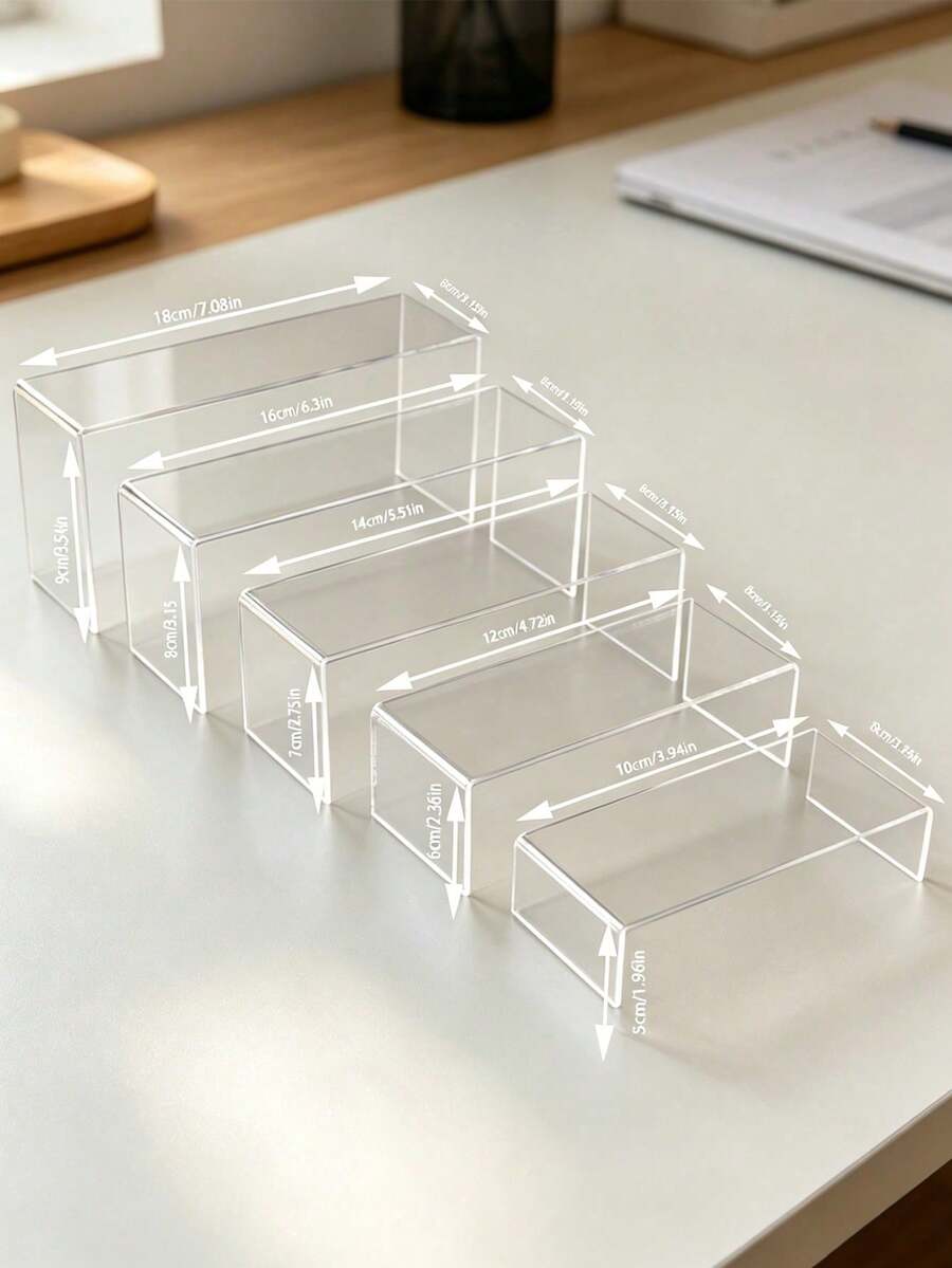 Transparent Acrylic Tiered Display Stand, Multi-Layer Step Storage Display Rack, Desktop Display Shelf, Product Display Stand, Jewelry Storage Rack, Cosmetic Display Stand, Perfume Lipstick Display Stand, Action Figure Model Display Rack, Snack Dessert Display Rack, Office Desk Organizer, Transparent Minimalist Design, High Load-Bearing Anti-Slip Stable Structure, Stackable Combination Storage, Space-Saving, Easy To Clean And Durable, Acrylic Display Base, Suitable For Home Living Room - Multicolor - View 1