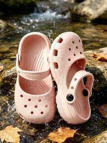 HAHABOBO Children's Outdoor Waterproof Perforated Shoes, One-Piece Molded Pink EVA Mary Jane Style Closed-Toe Slippers (Random Shipment) - Pink - View 4
