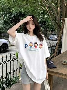200g 100% Cotton T-Shirt 2026 Women's Summer Fashion Printed Short-Sleeve T-Shirt Unisex Inner/Outer Wear Office Casual Crew Neck Short-Sleeve Top - White - View 2