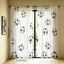 2 buah Tirai Cetak Sepak Bola Dinamis Datar 2D, Cetak Digital 2D, Cocok untuk Musim Semi/Panas, Hadiah, Kamar Tidur, Anti Nyamuk, Kantor, Ruang Tamu, Desain Semi-Transparan Artistik, Dapat Dicuci dengan Mesin - MultiWarna - View 15