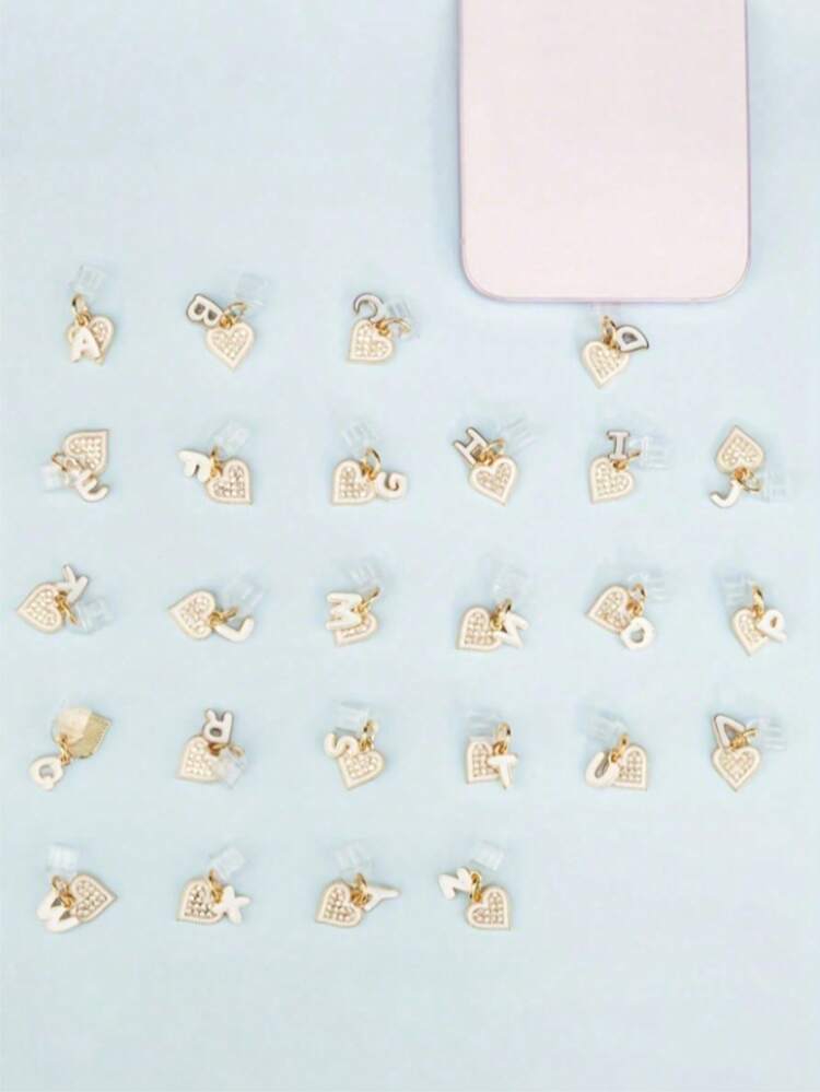 Cute Sparkling Rhinestone Heart Letter Type-C Dust Plug Suitable For E-Book Readers Phones Tablets And Other Devices Fun Tech Accessory Birthday Gift - Rhinestone Heart for Type-c - View 10
