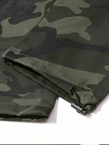 Men's Autumn Camouflage Cargo Pants With Multiple Pockets, Drawstring Hem, Sports Casual Streetwear - Army Green - View 6