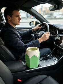 1pc Car Coin Storage Box, Multifunctional Car Mini Trash Can With Lid, Desktop Storage Box, Ashtray, Car Cup Holder, Suitable For Car Waste Disposal, Car Trash Can, Suitable For Storing Small Items In Car - As Shown In the Picture - View 2