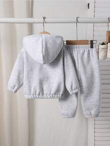 Baby Girls Infant Toddler Casual Fashion Cute Jacket & Pants 2pcs Set Spring Autumn Winter - Light Grey - View 2