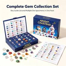 24-Day Christmas Countdown Advent Calendar With 24 Natural Raw Crystal Gemstones, Rock Mineral Specimen Assortment, DIY Collectible Educational Scienc - Christmas Countdown Box - View 10