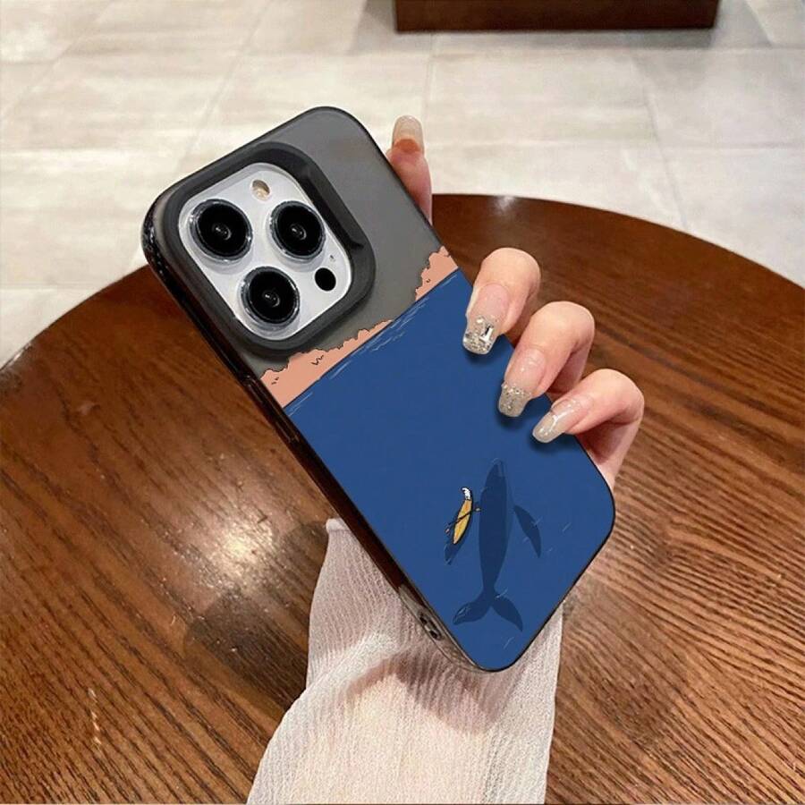 Funda de teléfono delgada y elegante con diseño láser llamativo y colores de contraste geniales – resistente al agua, a prueba de caídas y a prueba de arañazos. ¡Exactamente lo que necesitas si te gusta un look individual y llamativo! Compatible con Phone 7 y a partir de S21 Dolphin - Carcasa de TPU color plata transparente negra-2 - Ver 1