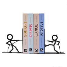 A Pair Of Creative Metal Bookends Featuring Two Matchstick Figures In Distinct Poses, Fun Silhouette Book Stoppers With Interacting Matchstick Characters, A Whimsical Gift Ideal For Book Lovers, Students And Office Workers, Perfect Presents For Birth - One Size - View 5