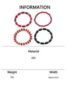 1pc/4pcs New Chinese Style Burgundy Asymmetrical Bead Thin Bracelet Set, Vintage Colorblock Minimalist Versatile Commuter Hand Jewelry - Burgundy - View 10