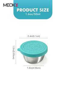 Meoky 6Pcs 1.6oz Stainless Steel Condiment Cups, Leakproof Silicone Lid Reusable Small Sauce Container, Portable Salad Dressing Cup for Lunch Bento Box Picnic Travel Kitchen Storage - 淡粉紅色 - 查看 9