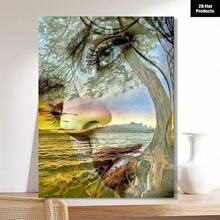 Pintura de Diamantes DIY 5D Redonda sin Marco [Retrato de Árbol Antiguo en Superficie de Lago Doble Exposición Arte Paisaje] Adecuado para Regalos de Vacaciones, Regalos de Cumpleaños, Regalos de Pascua, Regalos de Halloween, Regalos de Navidad, Regalos de Fiesta, Arte, Escenario de Lago Natural Cuadro de Sala de Estar Decoración de Pared del Hogar Decoración de Cuatro Estaciones Decoración de Habitación Manualidades, Decoración de Halloween - Sin marco - Ver 12