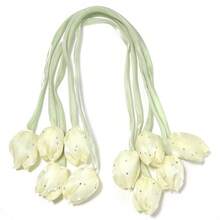 5PCS Rhinestone Studded Tulip Bud Flower Rope Ribbon, Sweet Style 3D Fabric Flower, Party Wedding Daily Wear Hair Accessory Clothing DIY Supplies, Shoe Hat Bag Decoration, Gift Packaging Decoration For Elders, Handmade Floral Craft Material - Tulip - View 18