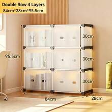 New Minimalist European Double-Row Floor Storage Cabinet, Thickened Sturdy Dustproof All-In-One Bookcase Wardrobe, Multi-Functional Decor Display Shelf For Bedroom & Study Room - View 9