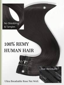 DNE HAIR 7件組 120g 1B# 自然色雙層隱形夾式接髮片，Remy髮，無縫柔軟厚髮尾，防脫落可重複使用，適合細髮，適用於沙龍、日常、婚禮、派對造型，女性用 - S1B - 查看 4