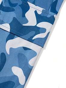 Hidkat Men's Autumn Camouflage Cargo Pants With Contrast Color, Multiple Pockets, Elastic Waist, Drawstring Adjustable Hem, Streetwear Sports Outdoor - Blue - View 5