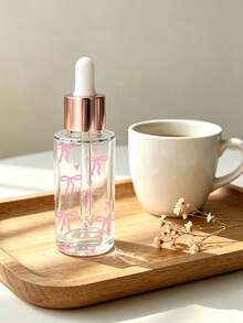 Frasco Conta-gotas de Vidro Transparente com Estampa de Laço Rosa - Frasco Dispensador de Óleo Essencial, Frasco Vazio Portátil para Viagem; Adequado para Viagem, Férias, Decoração Doméstica (Sala de Estar, Quarto, Banheiro) e Diversas Ocasiões (Casamento, Festa, Aniversário); Perfeito como Presente para Mulheres, Pais e Amigos; Combina Praticidade e Diversão. - Multicolorido - Visão 6