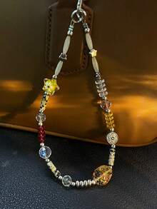 Cadena de teléfono para estudiante premium transparente con cuentas CCD, cordón corto para bolso, cadena de teléfono y llavero - Multicolor - Ver 6