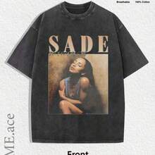 1 PCS Warm Tone Music Icon Portrait Oversized Serif Font Hand Script Retro Print, Timeless Soul Music Streetwear Tee For Outdoor Music FestivalVintage - 黑色 - 查看 1