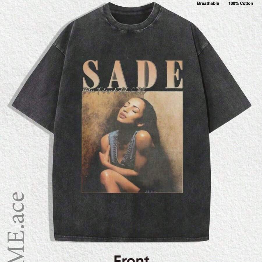 1 PCS Warm Tone Music Icon Portrait Oversized Serif Font Hand Script Retro Print, Timeless Soul Music Streetwear Tee For Outdoor Music FestivalVintage - 黑色 - 查看 1