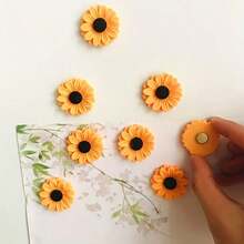 1/3/5/8/10/14/20pcs Fun Sunflower Shaped Resin Fridge Magnets, Perfect For Decorating Kitchen Refrigerator, Suitable For Kitchen, Living Room, Office And Bulletin Board, Also Can Be Used As Holiday Gift - Yellow - View 1