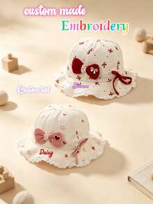 1 buah Topi Lembut Model Pita, Topi Matahari Bordir Nama/Huruf yang Dapat Disesuaikan, Manis, Modis, Topi Ember Ringan, Hadiah Ulang Tahun/Liburan yang Praktis. Sempurna untuk Aktivitas Luar Ruangan Musim Semi/Panas, Sekolah, Bermain. - MultiWarna - View 1