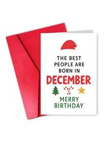 1pc December Birthday Christmas Card With Envelope - "Born In December" Festive Greeting For Friends & Family, Blank Inside - View 9