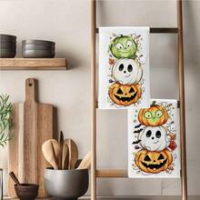 2PCS Halloween Pumpkin Funny Expression Pattern Printed 40*60cm Cartoon Style Rectangular Microfiber Kitchen Towels, Dish Cloths, Hand Towels, Kitchen Decor, Halloween Home Decor, Housewarming Gift For Neighbors, Perfect For Kitchen And Bathroom Use, Suitable For Housewives And Family Gatherings, High Cost-Performance, Essential Home Item - Multicolor - View 9