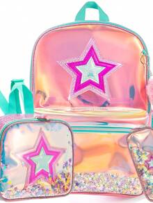 3-Piece Girls Backpack Set, Includes Crossbody Bag And Pencil Case, Back To School Backpack Set For Teenage Students - Pink X3012 - View 7